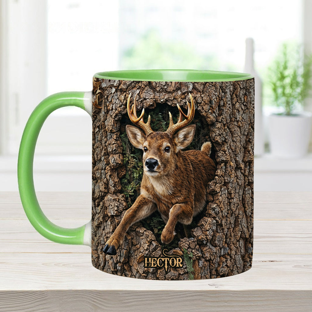 Hirschjagd, Geschenk für Jäger – Personalisierte Tasse und Untersetzer mit Jagdmotiv