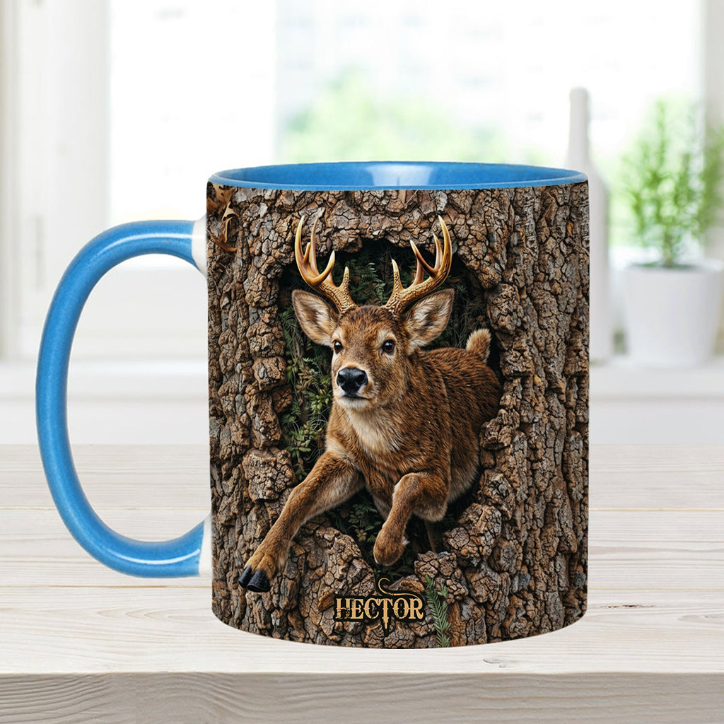 Hirschjagd, Geschenk für Jäger – Personalisierte Tasse und Untersetzer mit Jagdmotiv