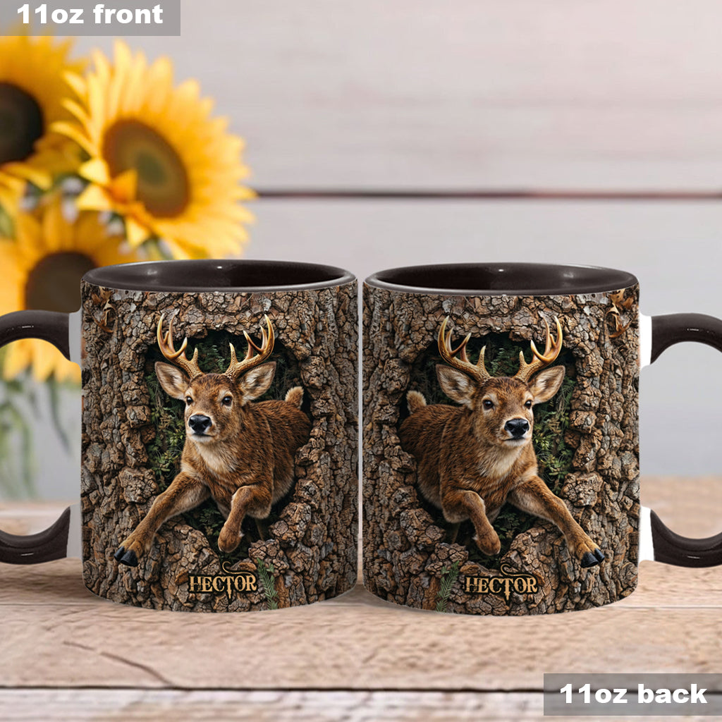 Hirschjagd, Geschenk für Jäger – Personalisierte Tasse und Untersetzer mit Jagdmotiv