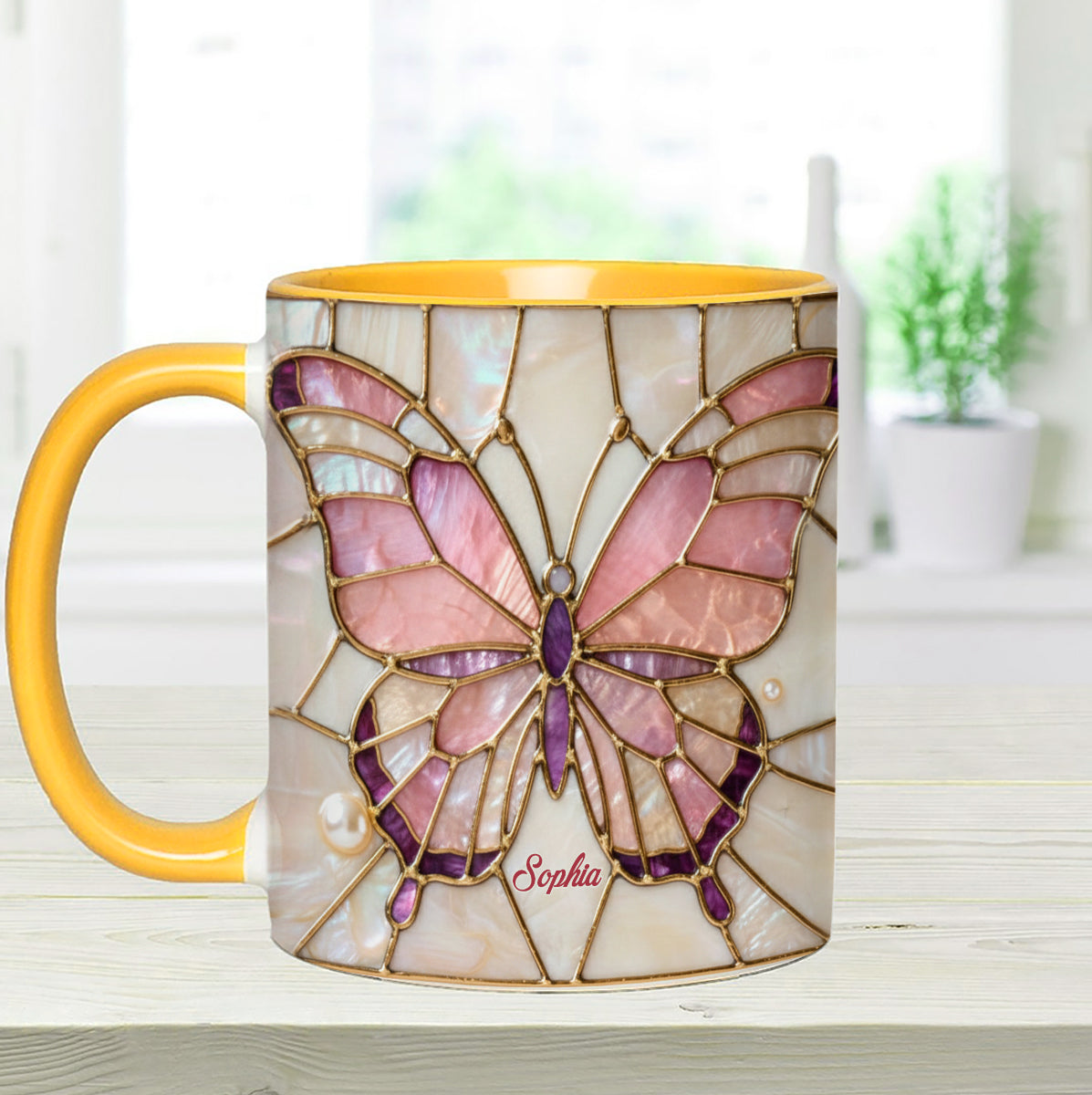 Schmetterlinge lieben – Personalisierter Schmetterlings-Akzentbecher mit Acryl-Rührstäbchen