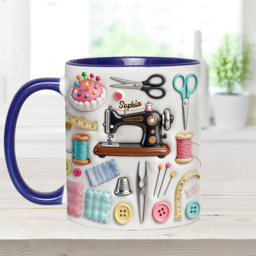 J'adore coudre - Mug et sous-verre personnalisés sur le thème de la couture