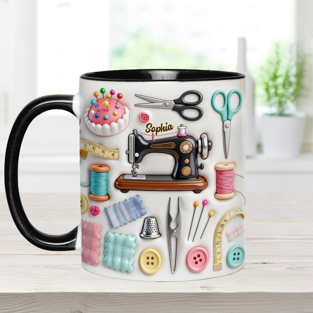 J'adore coudre - Mug et sous-verre personnalisés sur le thème de la couture