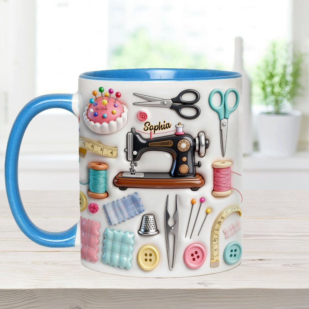 J'adore coudre - Mug et sous-verre personnalisés sur le thème de la couture