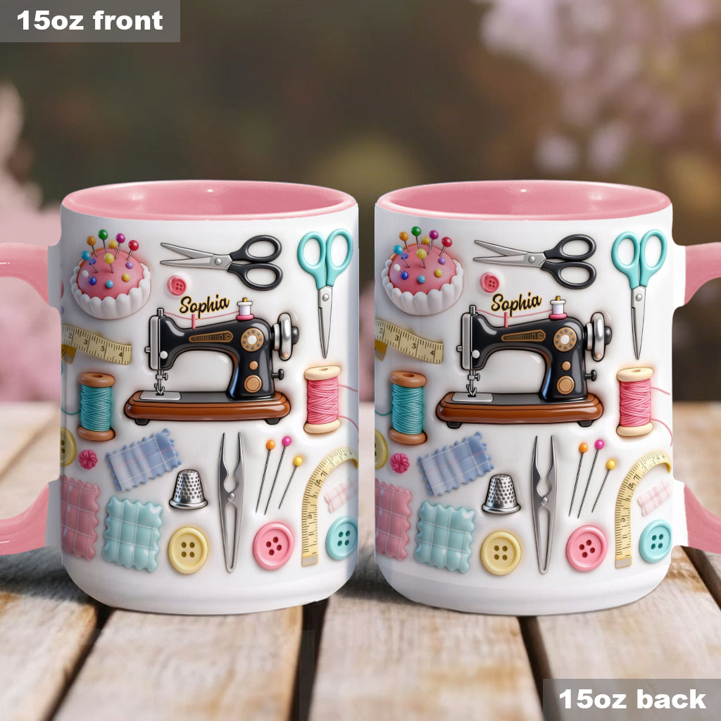 J'adore coudre - Mug et sous-verre personnalisés sur le thème de la couture