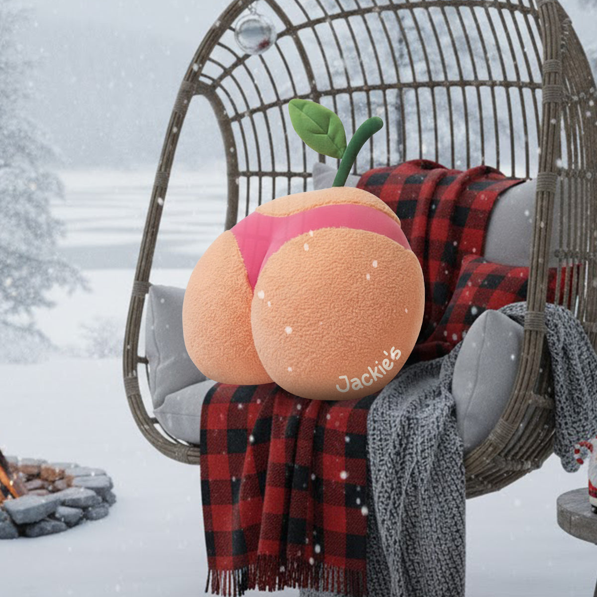 Peach booty - Personalized Couple Faux Fur Shaped Pillow