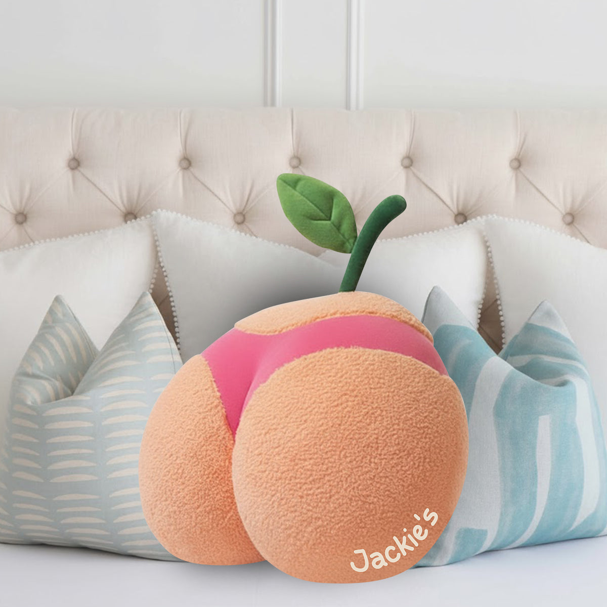 Peach booty - Personalized Couple Faux Fur Shaped Pillow