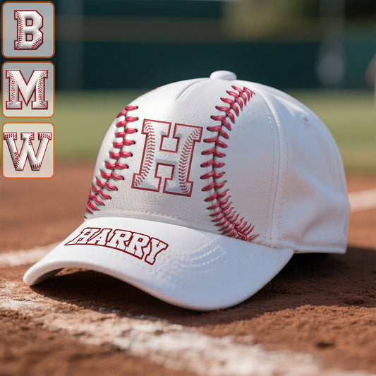 Casquette personnalisée avec initiale pour les amateurs de baseball - Casquette de baseball classique personnalisée