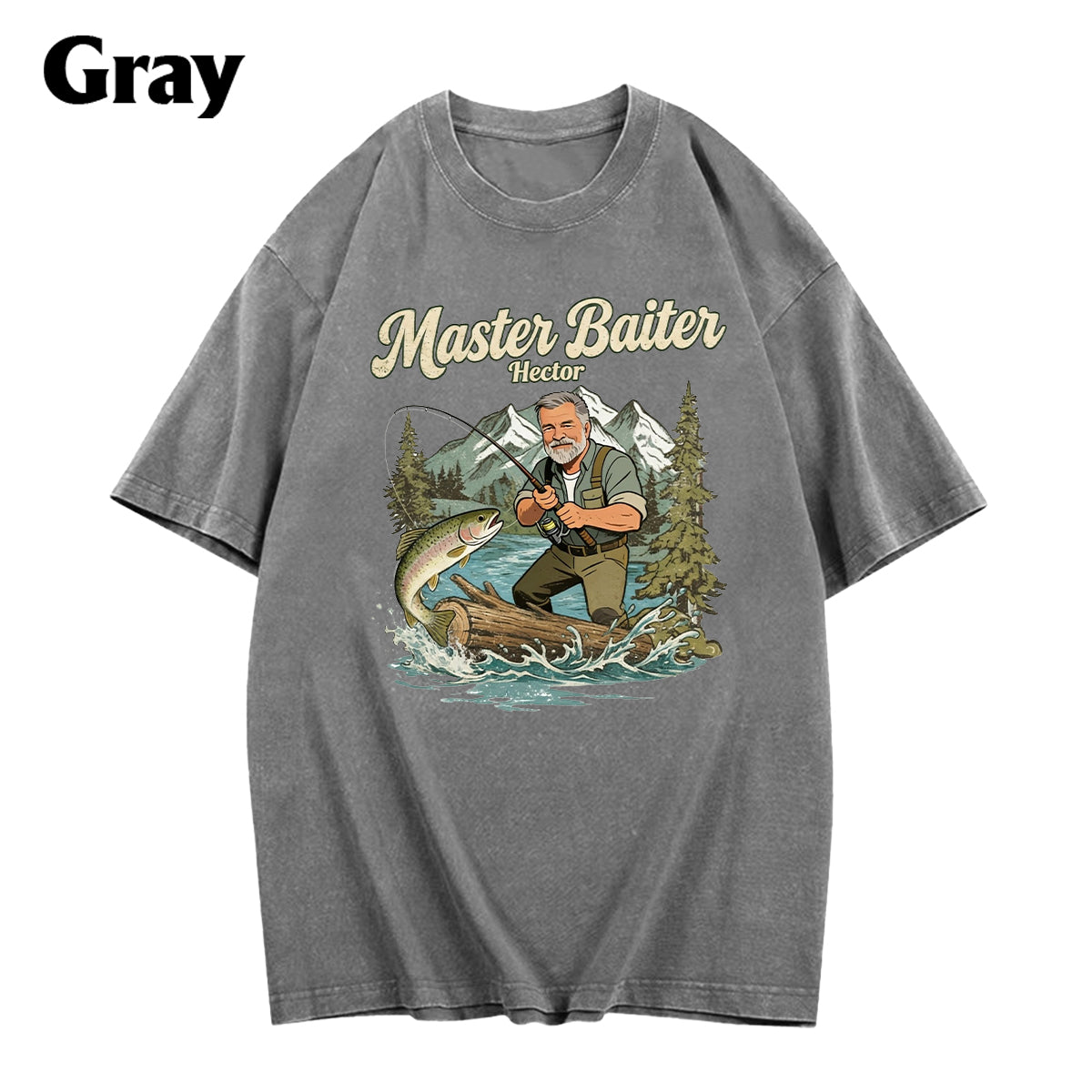 Personalisierte Angelshirt für Papa/Ehemann/Sohn - Individuelles gewaschenes T-Shirt