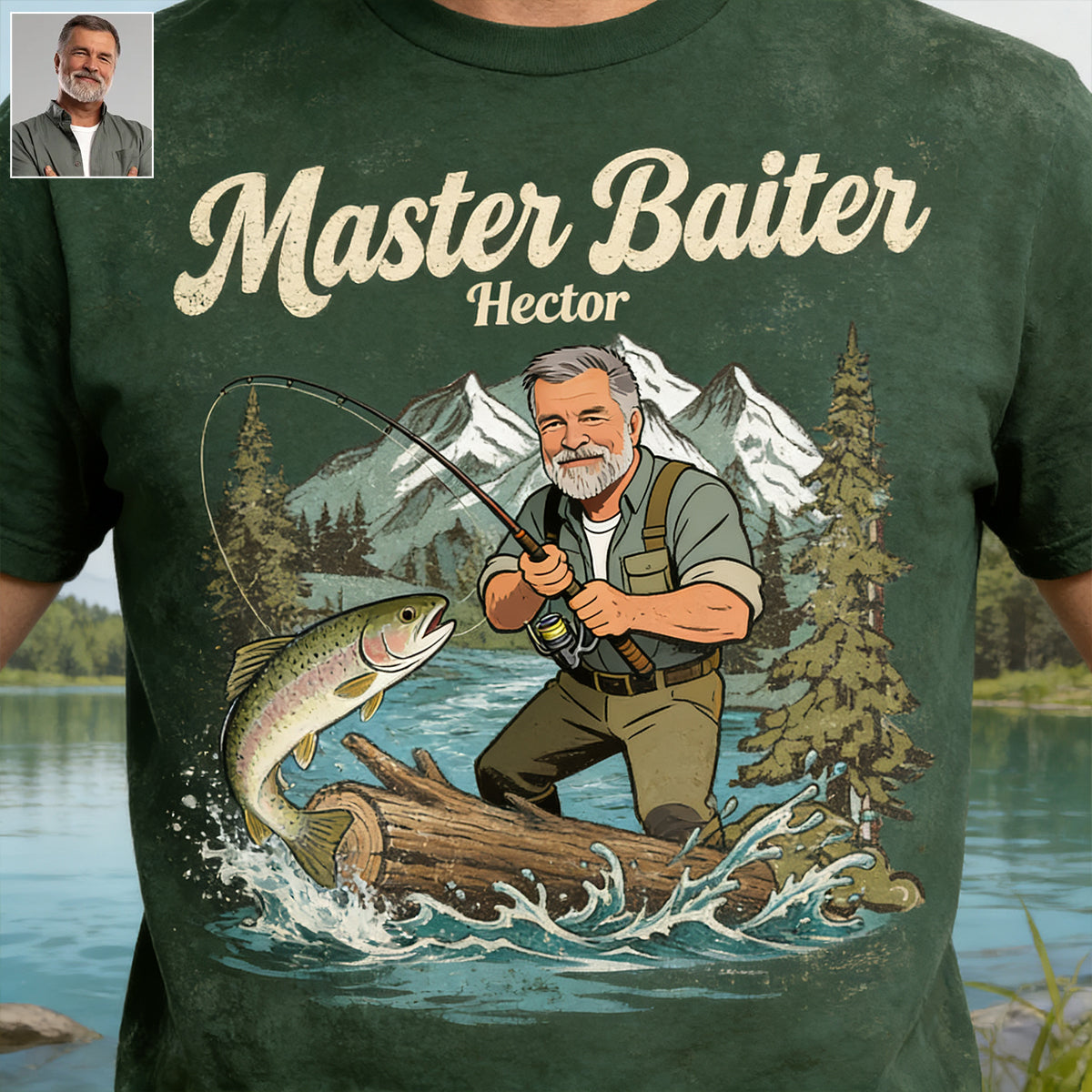 Personalisierte Angelshirt für Papa/Ehemann/Sohn - Individuelles gewaschenes T-Shirt