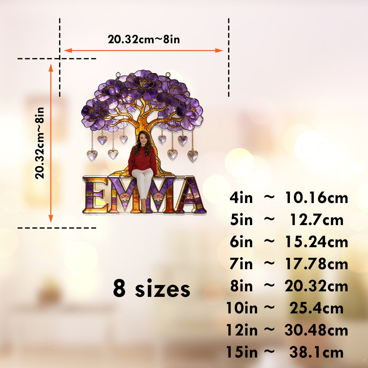 Custom Any Photo Birthmonth Flower - Personalized Self Love Window Hanging Suncatcher Ornament