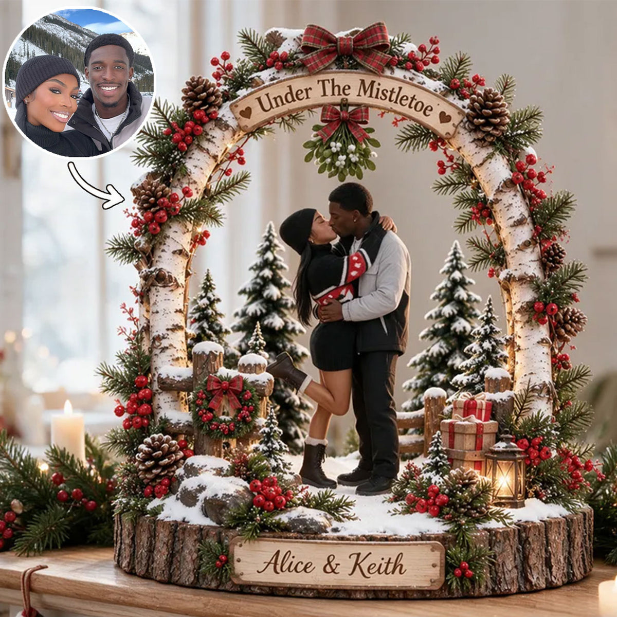 Under The Mistletoe - Personalized Couple 3D Plaque