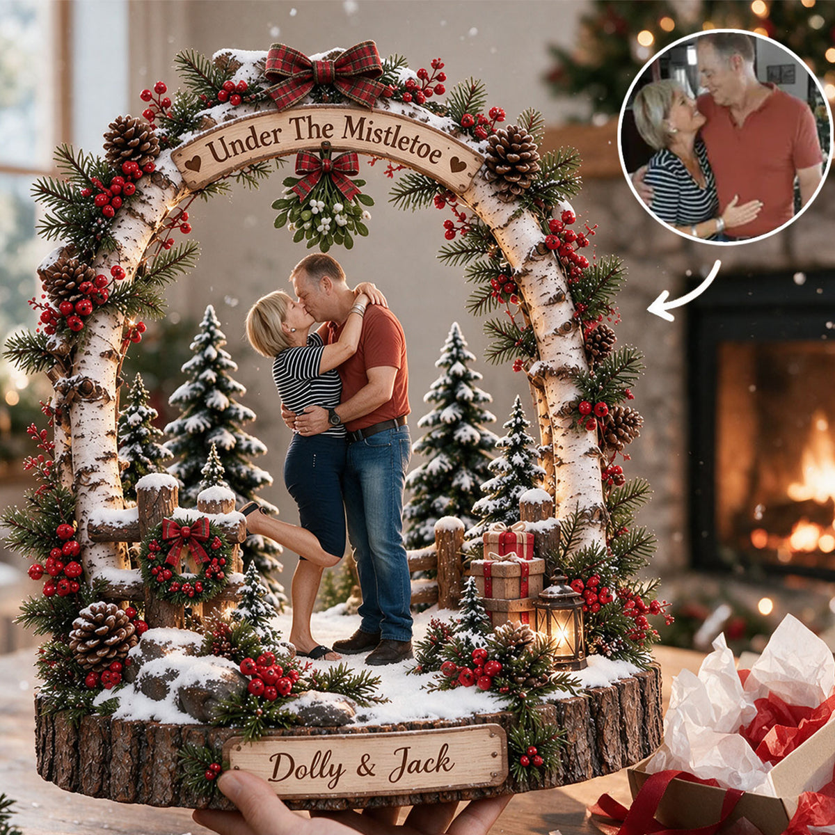 Under The Mistletoe - Personalized Couple 3D Plaque