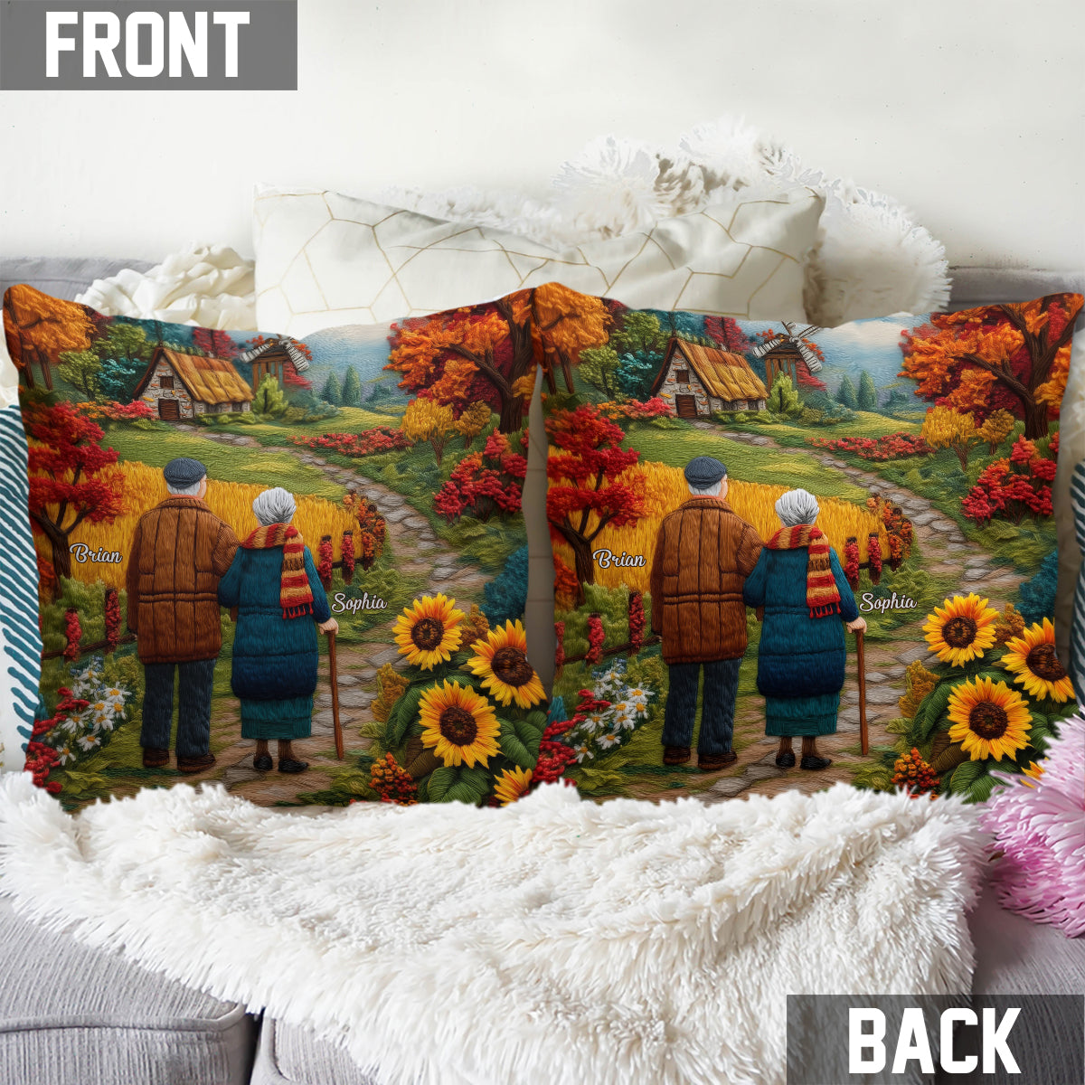Couple Growing Old Together - Personalized Couple Throw Pillow
