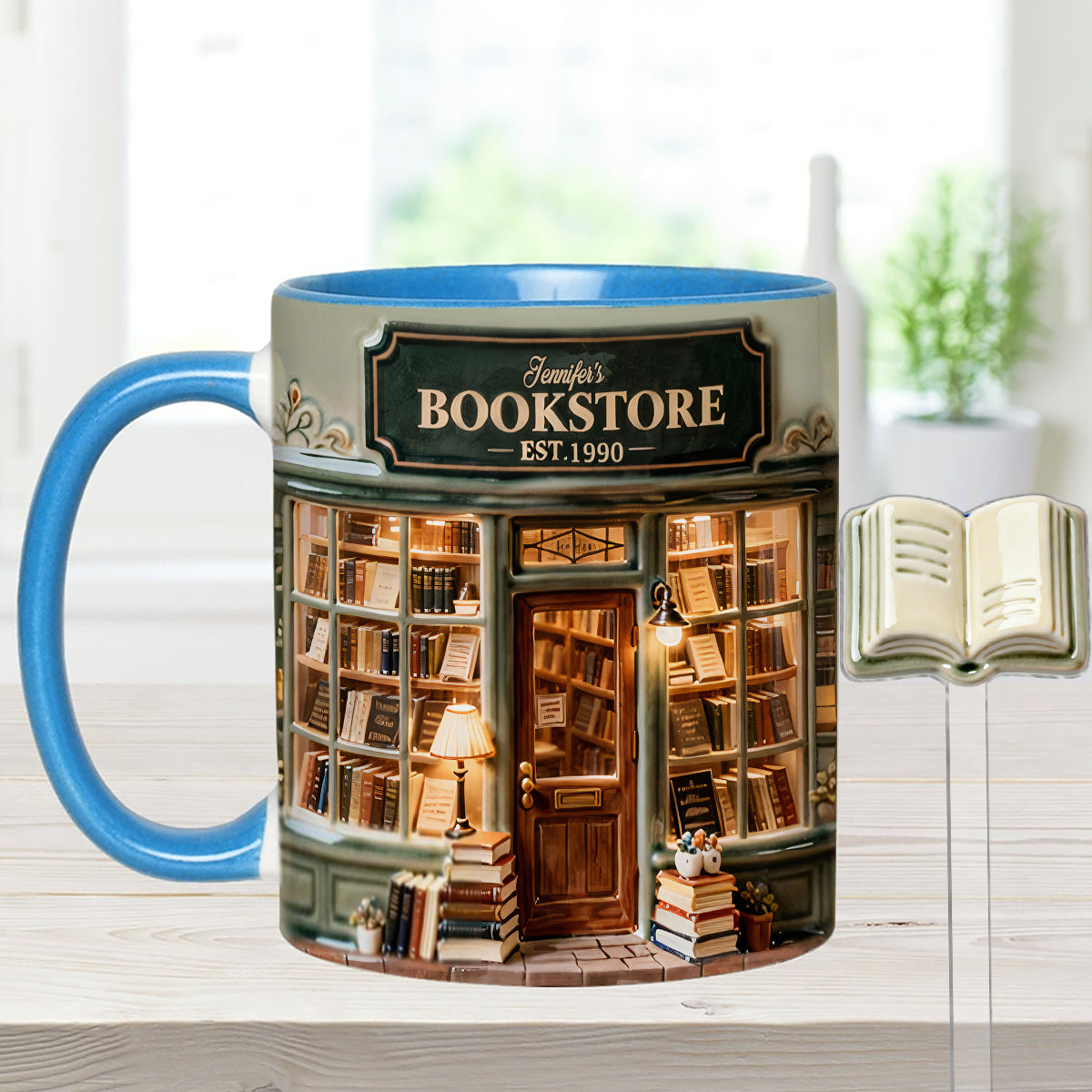 Coffret « Love Books » - Mug personnalisé avec agitateurs en acrylique