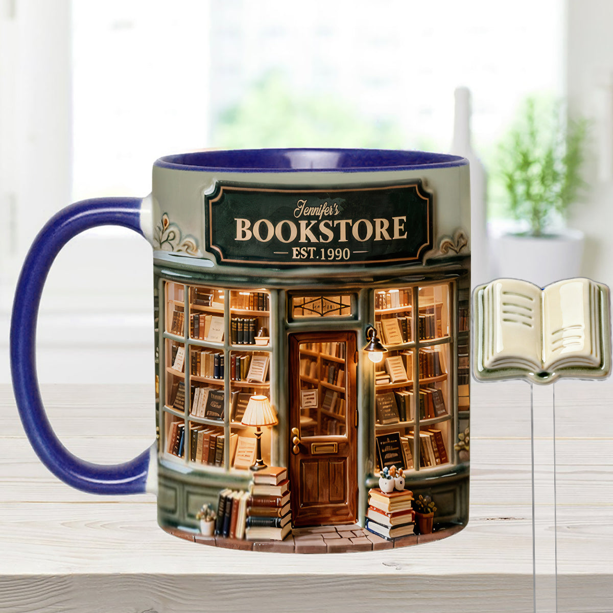 Coffret « Love Books » - Mug personnalisé avec agitateurs en acrylique