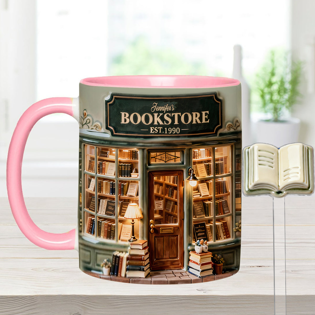 Coffret « Love Books » - Mug personnalisé avec agitateurs en acrylique