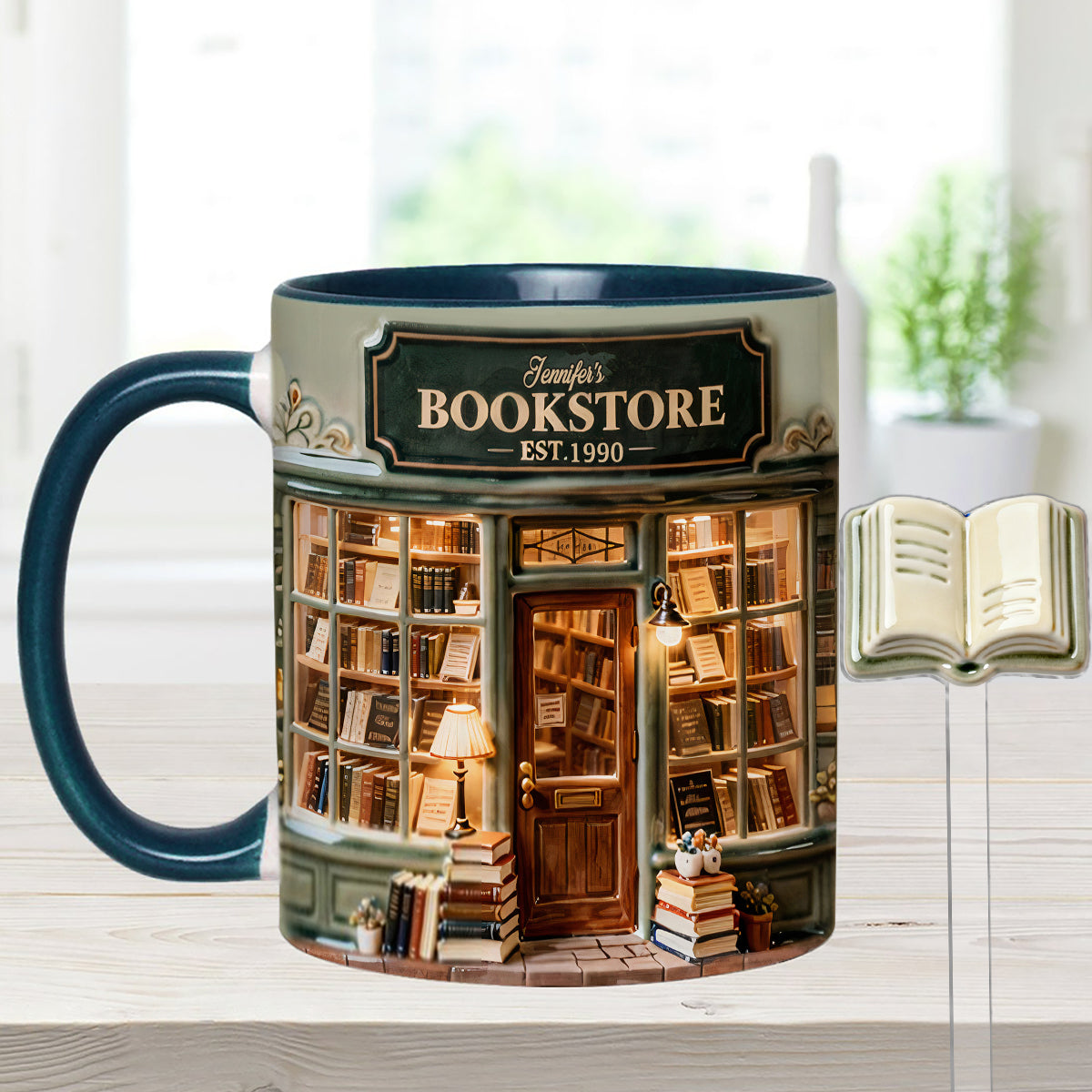 Coffret « Love Books » - Mug personnalisé avec agitateurs en acrylique
