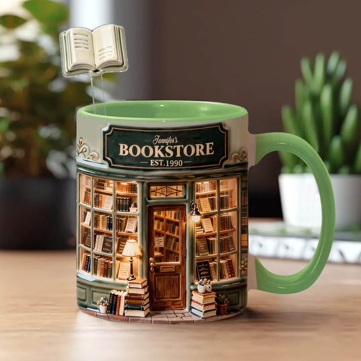 Coffret « Love Books » - Mug personnalisé avec agitateurs en acrylique