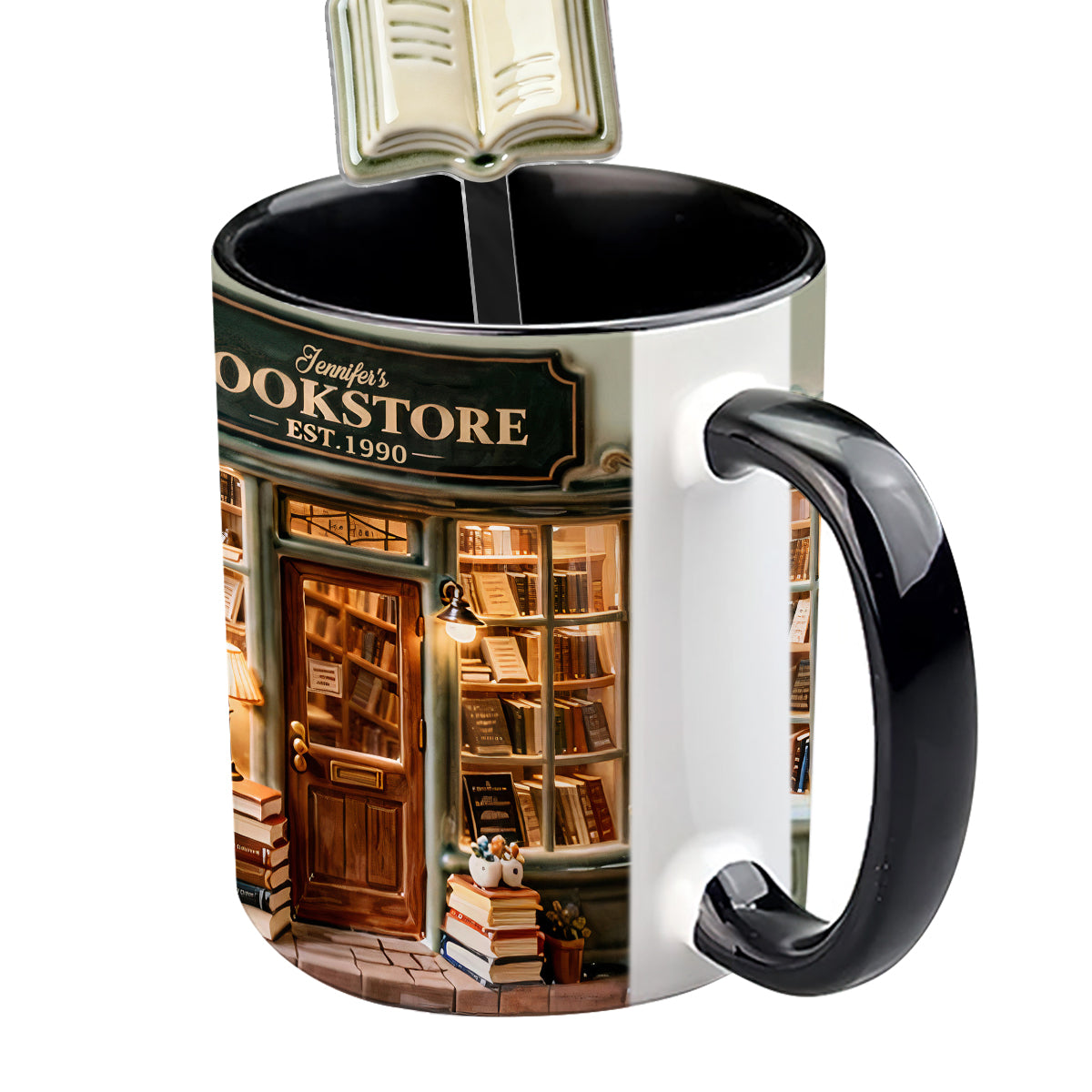 Coffret « Love Books » - Mug personnalisé avec agitateurs en acrylique