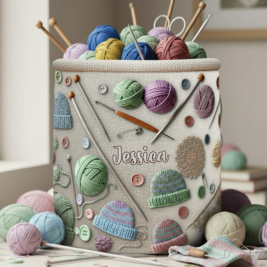 Aufbewahrungskorb für Strickbegeisterte – Personalisierter Aufbewahrungskorb für Strickwaren