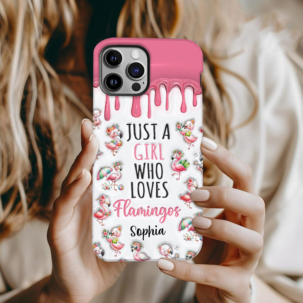 Juste une fille qui aime les flamants roses - Coque de téléphone personnalisée avec imprimé flamant rose