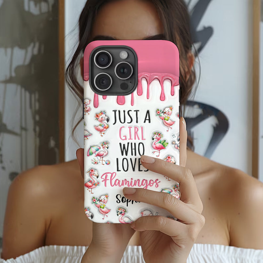 Juste une fille qui aime les flamants roses - Coque de téléphone personnalisée avec imprimé flamant rose