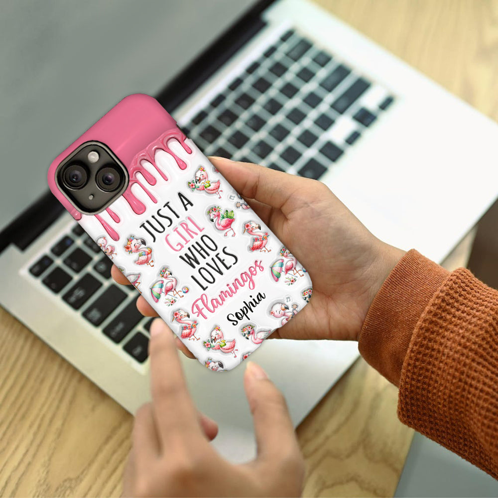 Juste une fille qui aime les flamants roses - Coque de téléphone personnalisée avec imprimé flamant rose