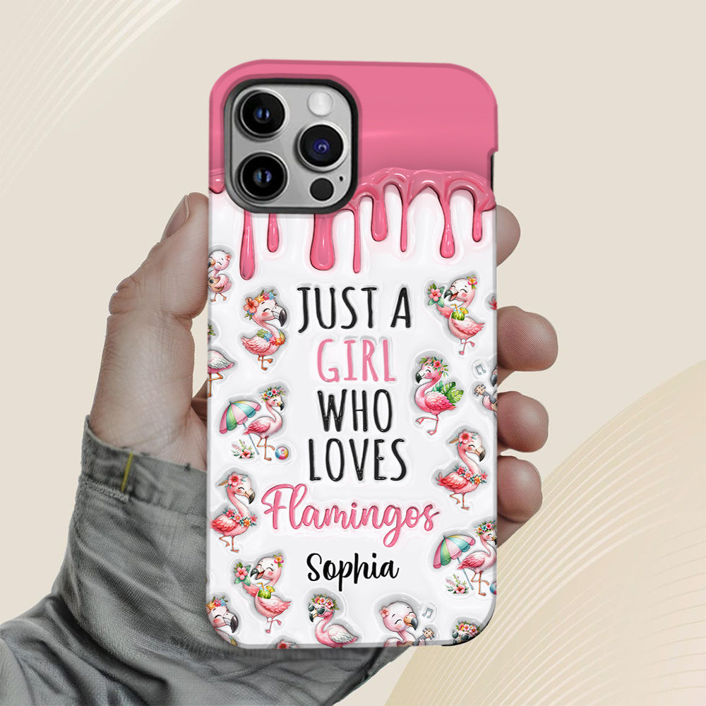 Juste une fille qui aime les flamants roses - Coque de téléphone personnalisée avec imprimé flamant rose