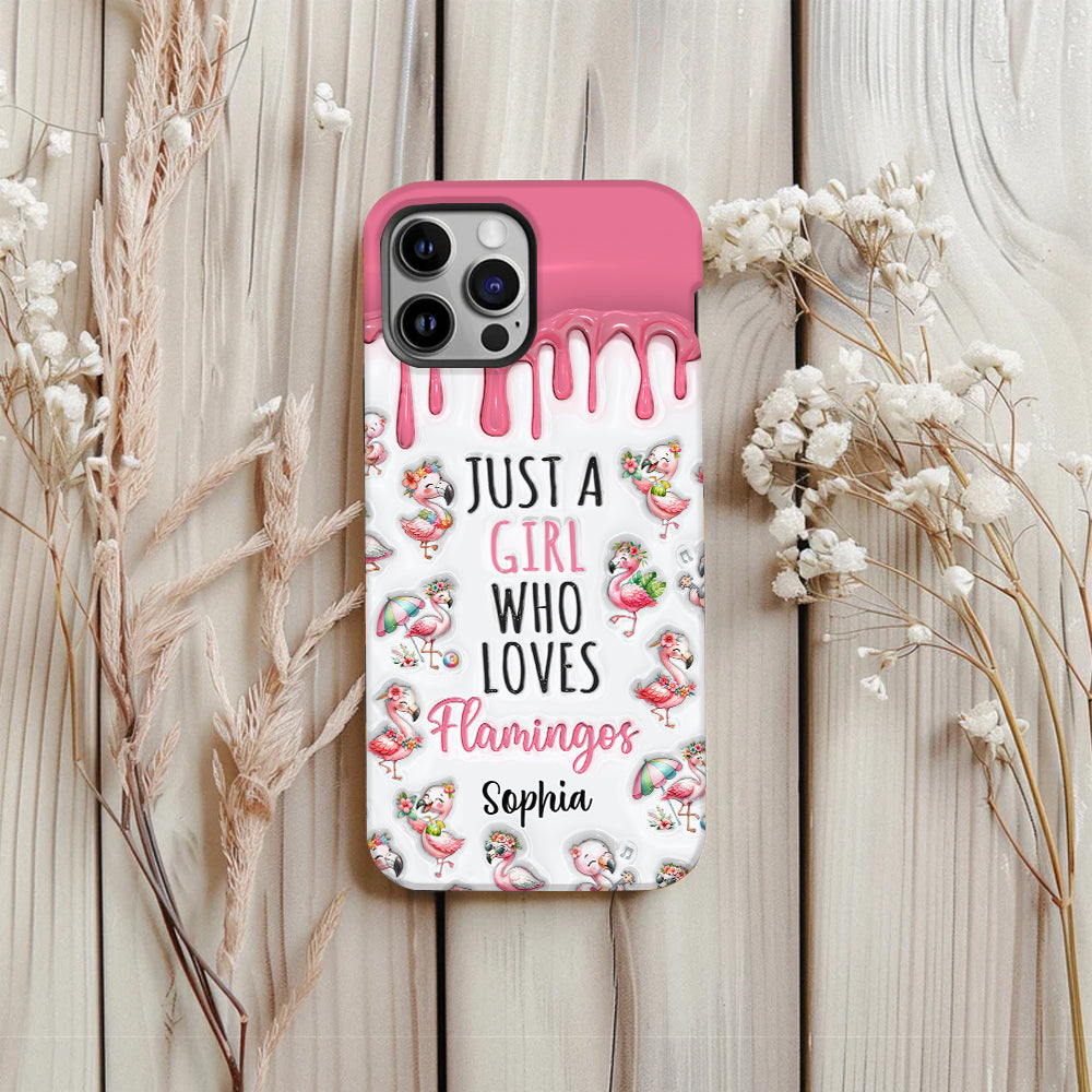 Juste une fille qui aime les flamants roses - Coque de téléphone personnalisée avec imprimé flamant rose