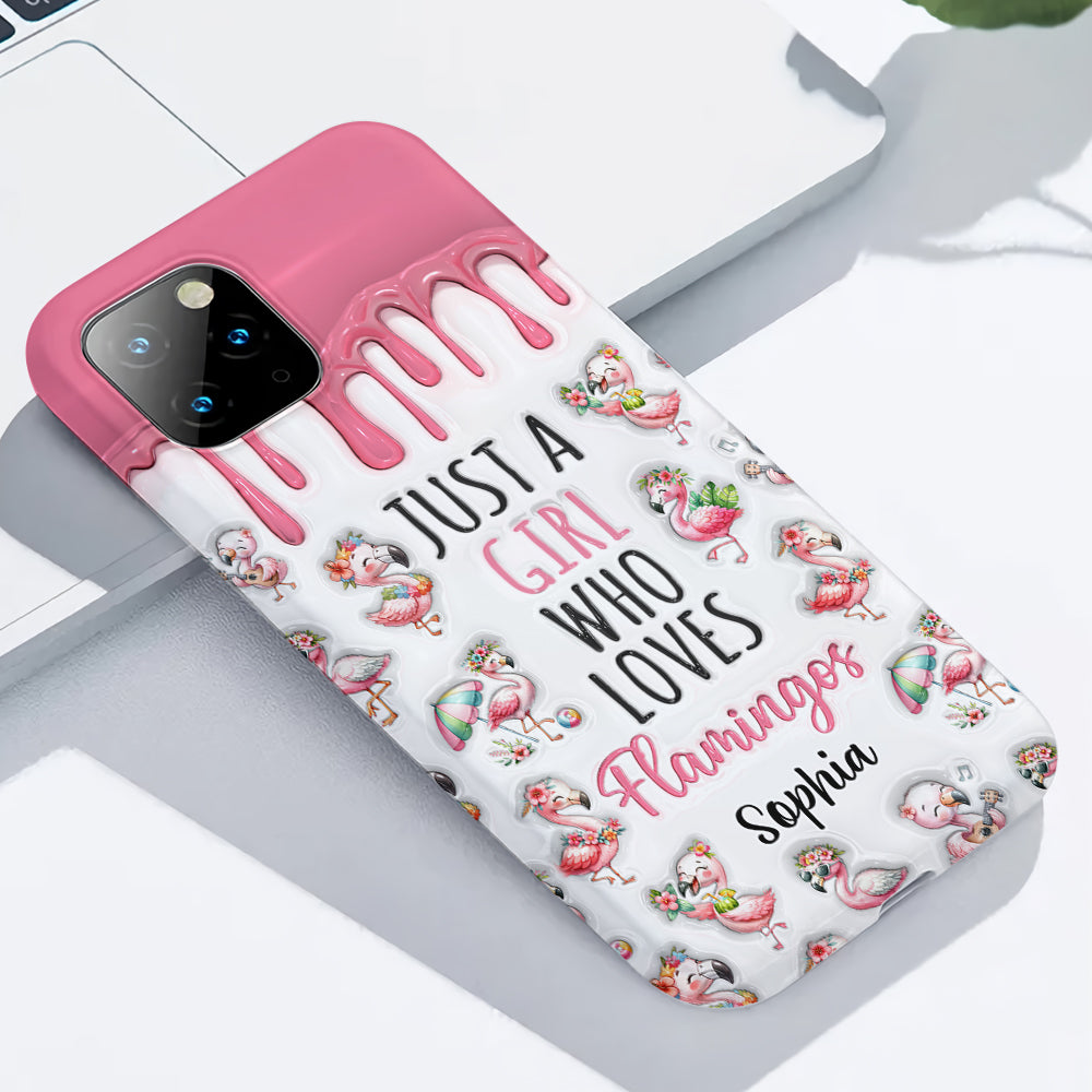 Juste une fille qui aime les flamants roses - Coque de téléphone personnalisée avec imprimé flamant rose