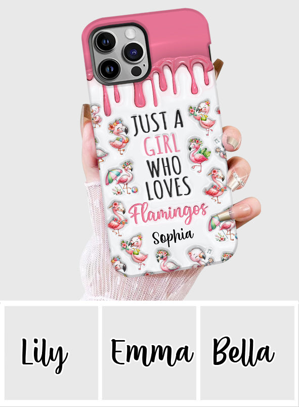 Juste une fille qui aime les flamants roses - Coque de téléphone personnalisée avec imprimé flamant rose