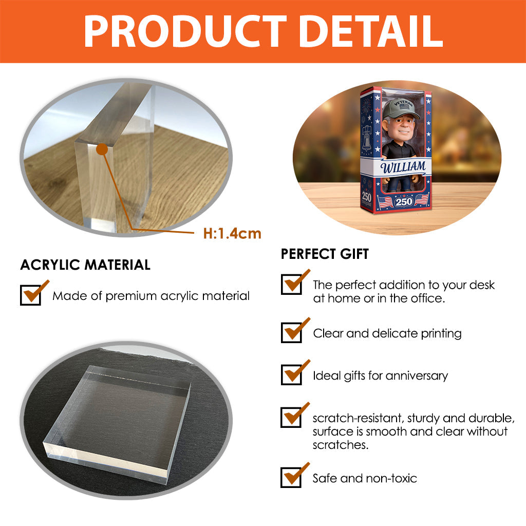 250th Anniversary - Personalized Patriot Custom Shaped Acrylic Plaque