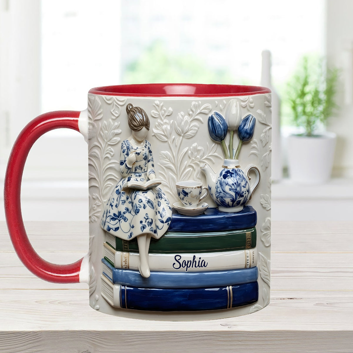 Mug personnalisé « Amoureux des livres » avec agitateurs en acrylique