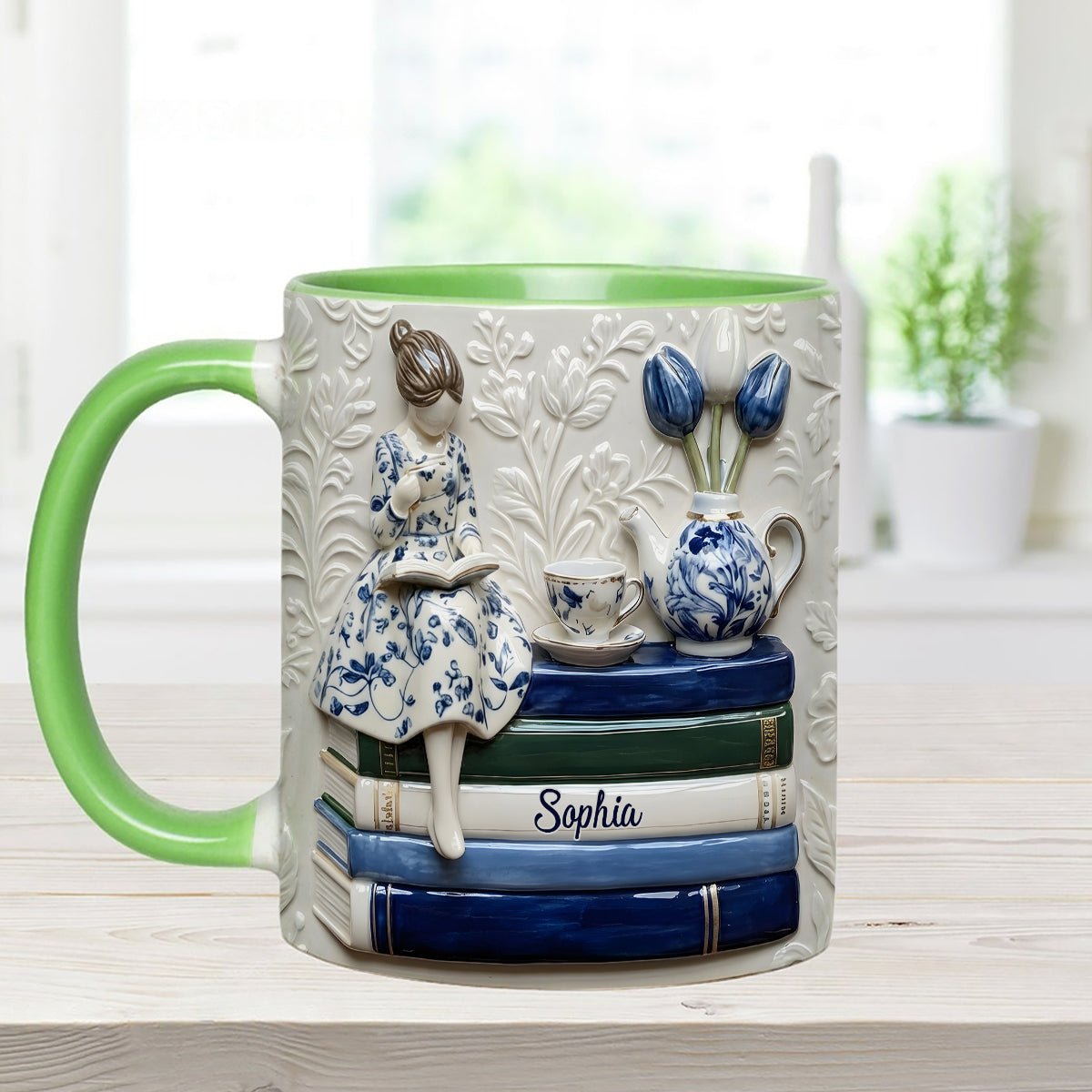 Mug personnalisé « Amoureux des livres » avec agitateurs en acrylique