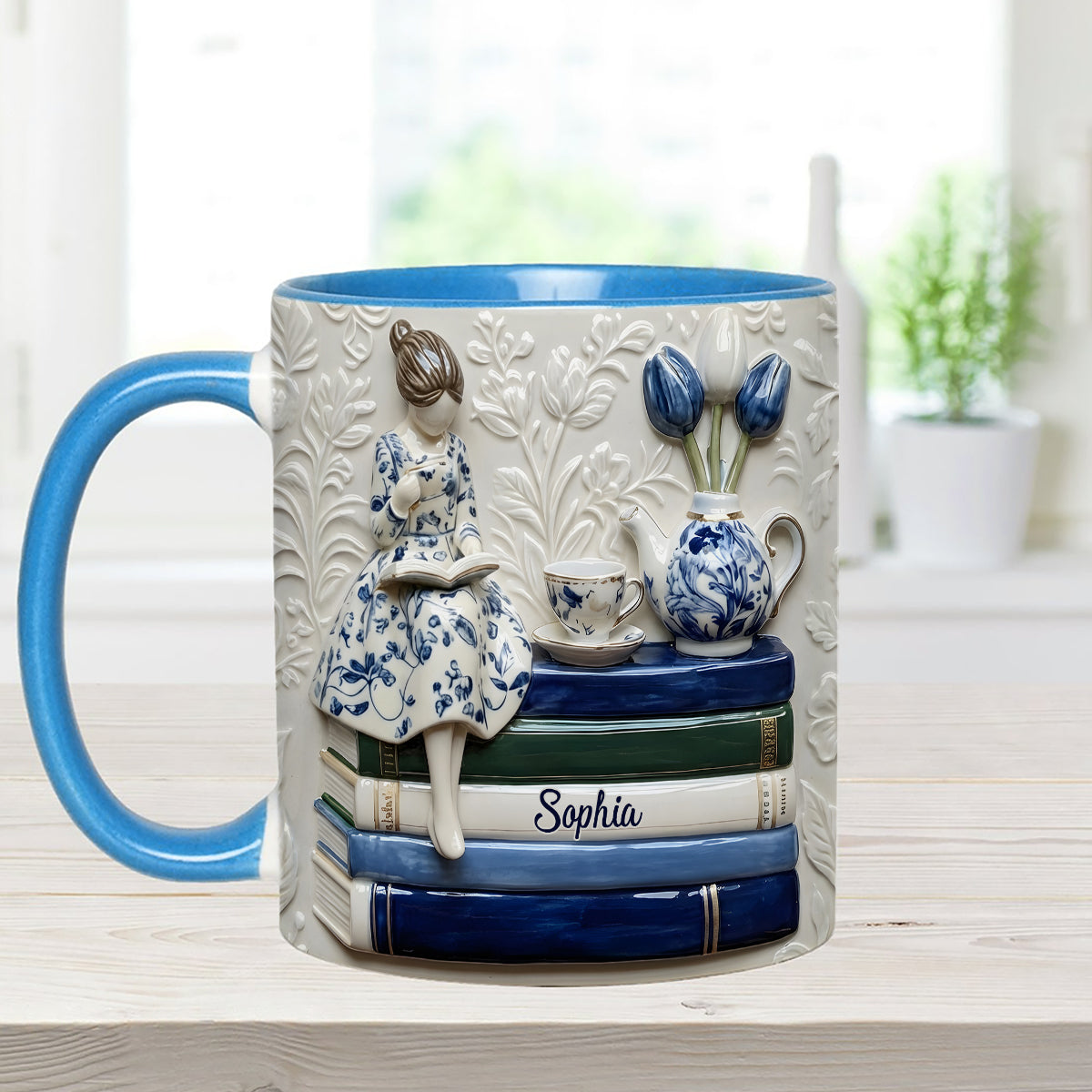 Mug personnalisé « Amoureux des livres » avec agitateurs en acrylique