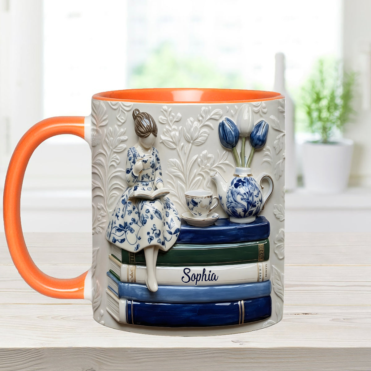 Mug personnalisé « Amoureux des livres » avec agitateurs en acrylique