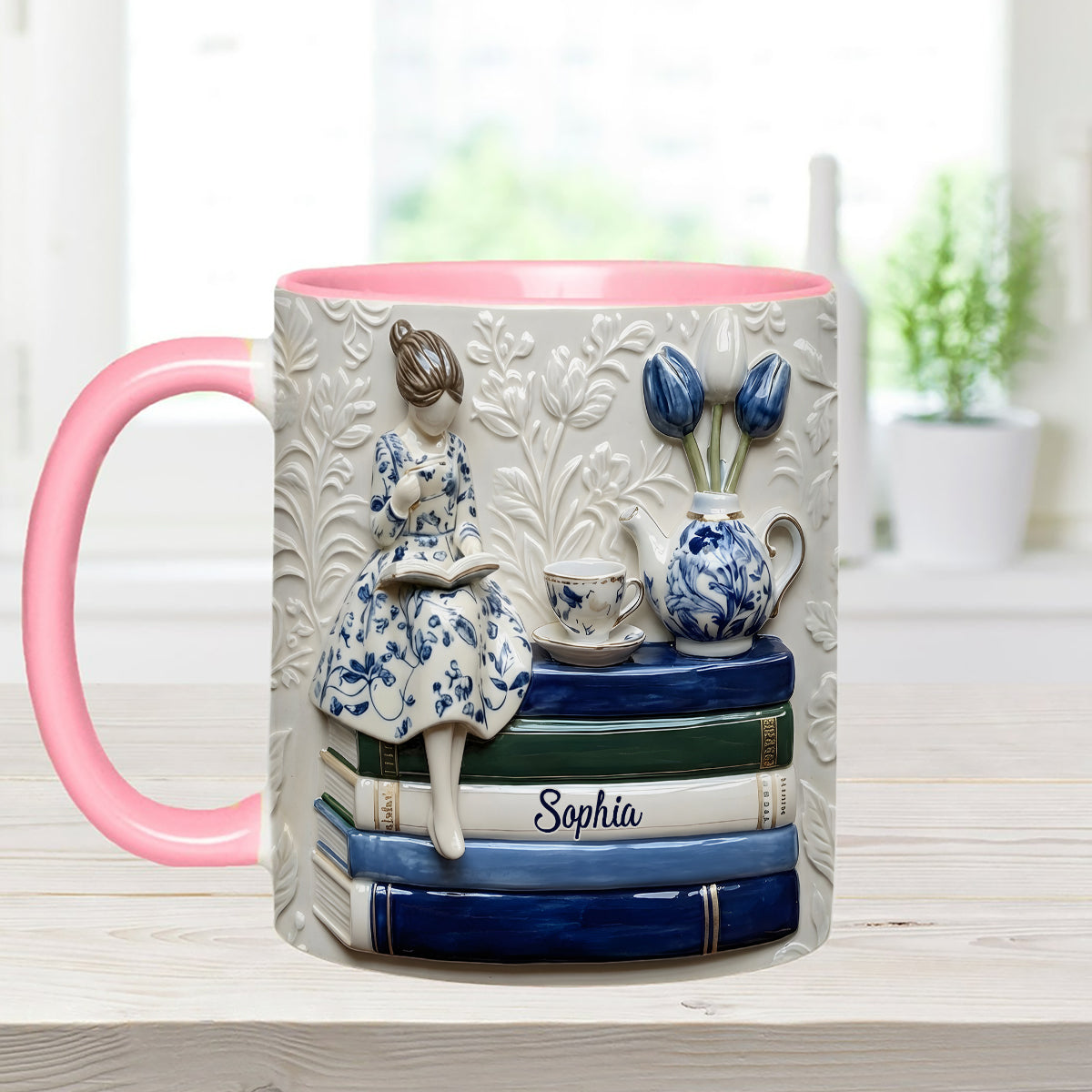 Mug personnalisé « Amoureux des livres » avec agitateurs en acrylique