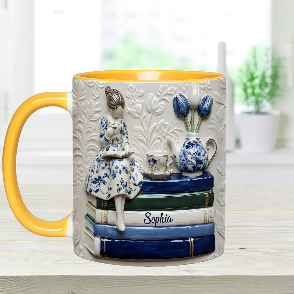 Mug personnalisé « Amoureux des livres » avec agitateurs en acrylique
