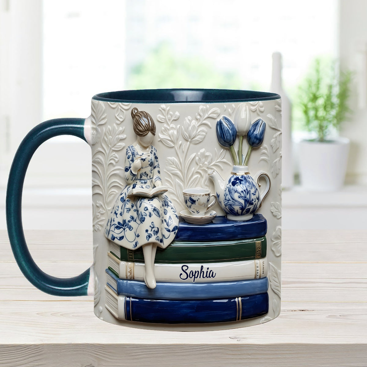 Mug personnalisé « Amoureux des livres » avec agitateurs en acrylique