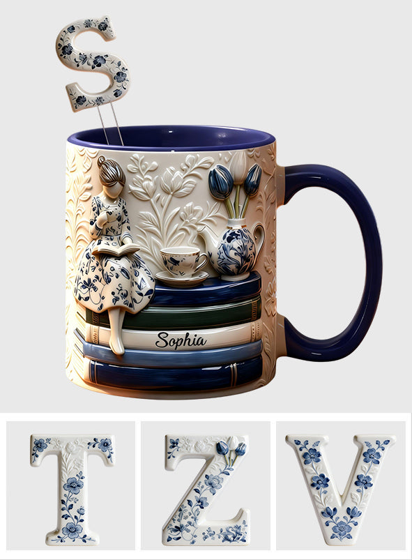 Mug personnalisé « Amoureux des livres » avec agitateurs en acrylique