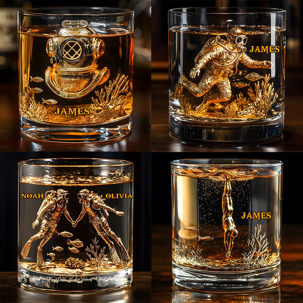 Geschenk für Tauchbegeisterte – personalisiertes Taucher-Whiskyglas