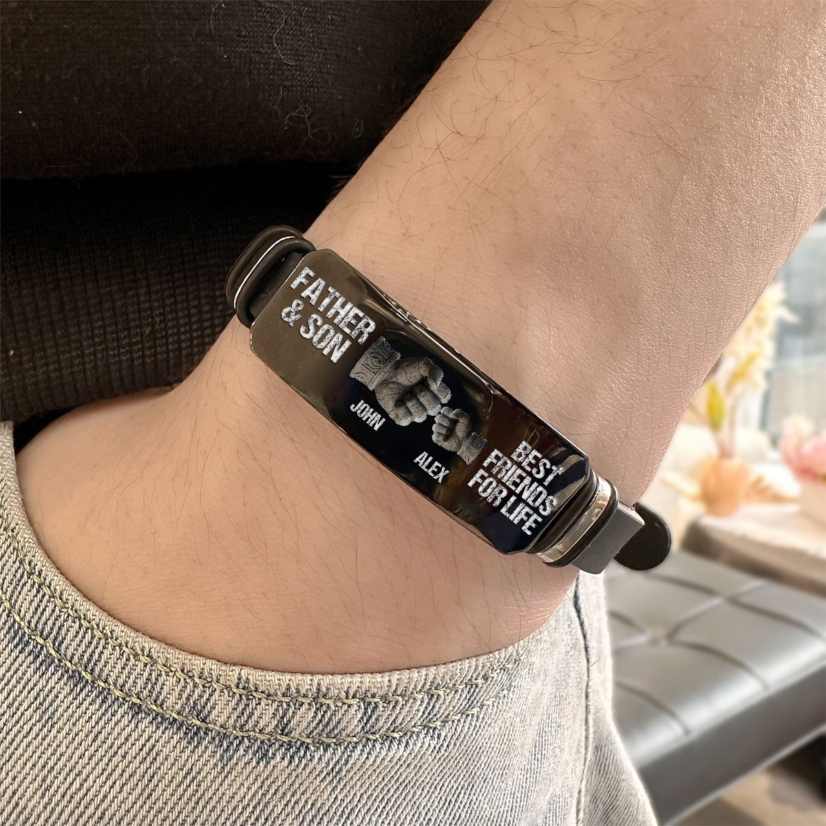 Father & Son/ Daughter Best Friends For Life - Personalized Father Engraved Bracelet