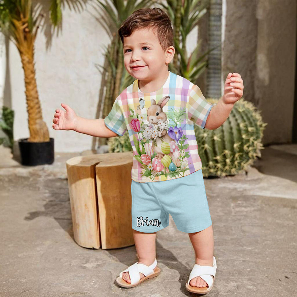 Frohe Ostern – Personalisiertes Kinder-T-Shirt & Shorts