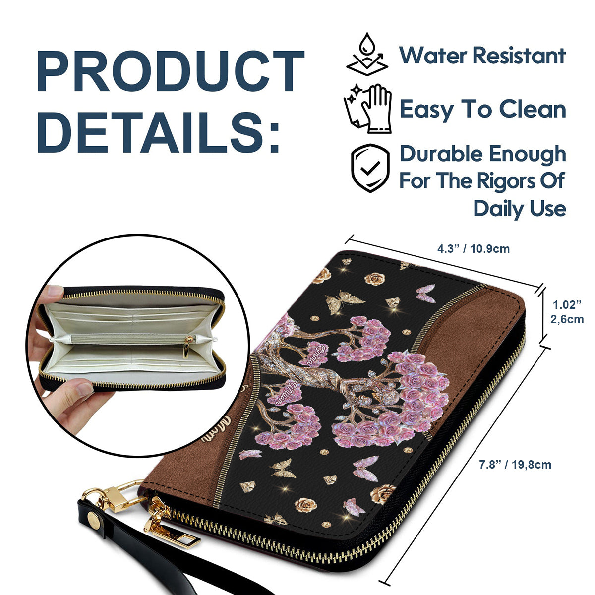 The Love Between Mother And Her Kids - Personalized Mother Leather Long Wallet