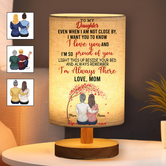 Illumine-moi quand tu me manques - Lampe de table personnalisée pour fille avec pied en bois