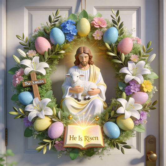 Er ist auferstanden – Personalisiertes christliches Holzschild in individueller Form