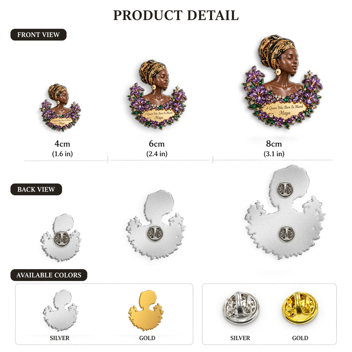 A Queen Was Born In This Month - Personalized Birthday 3D Embossed Enamel Pin