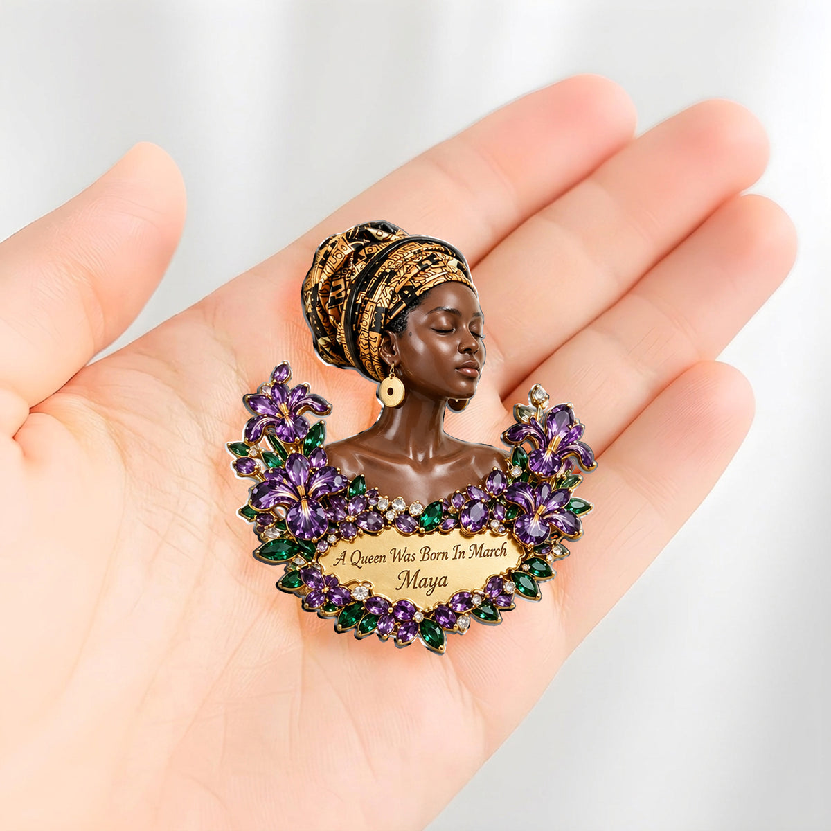 A Queen Was Born In This Month - Personalized Birthday 3D Embossed Enamel Pin