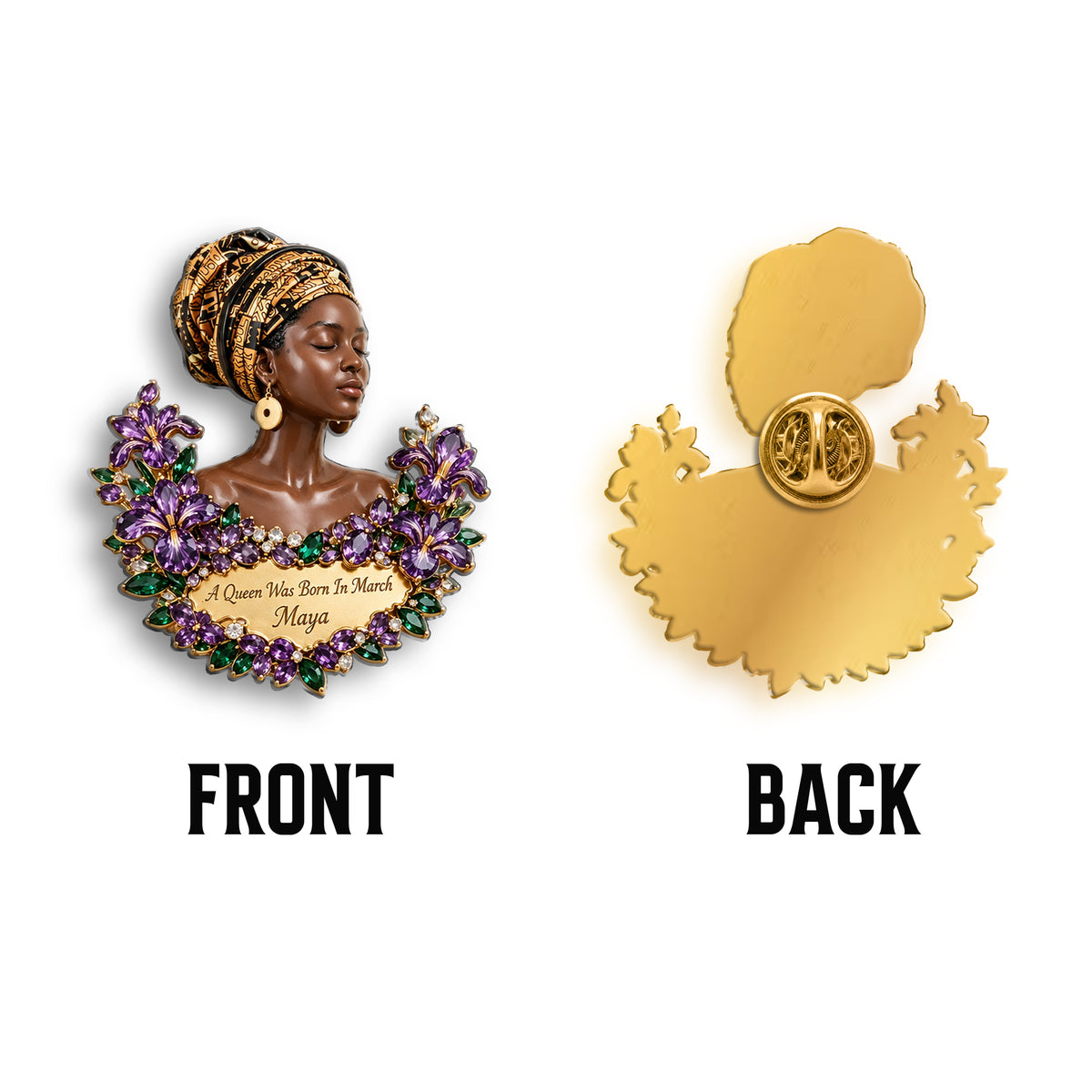 A Queen Was Born In This Month - Personalized Birthday 3D Embossed Enamel Pin