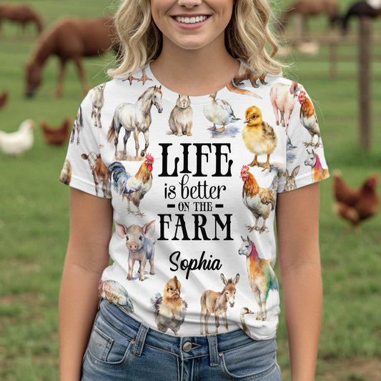 Das Leben auf dem Bauernhof ist besser – personalisiertes T-Shirt mit Bauernmotiv